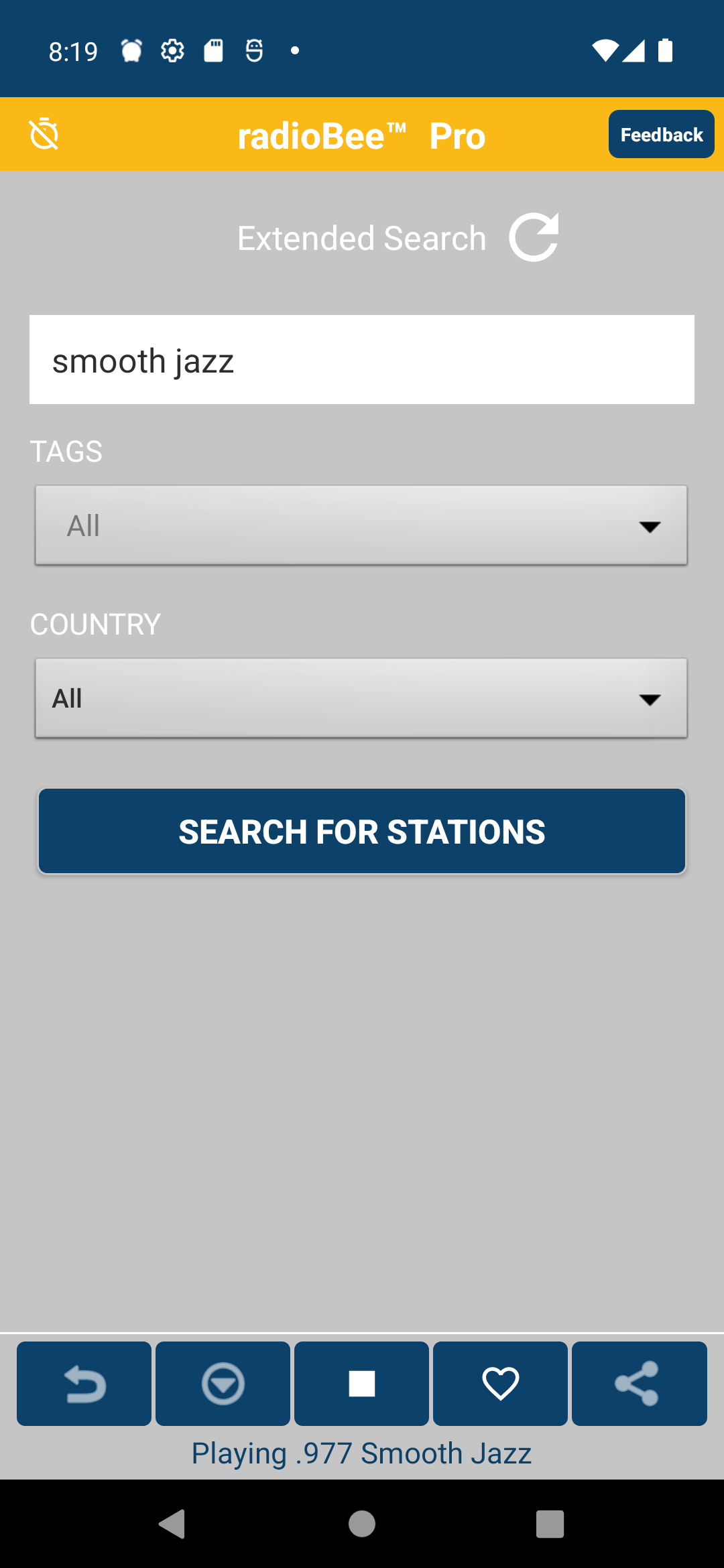 radioBee extended search by country and tags