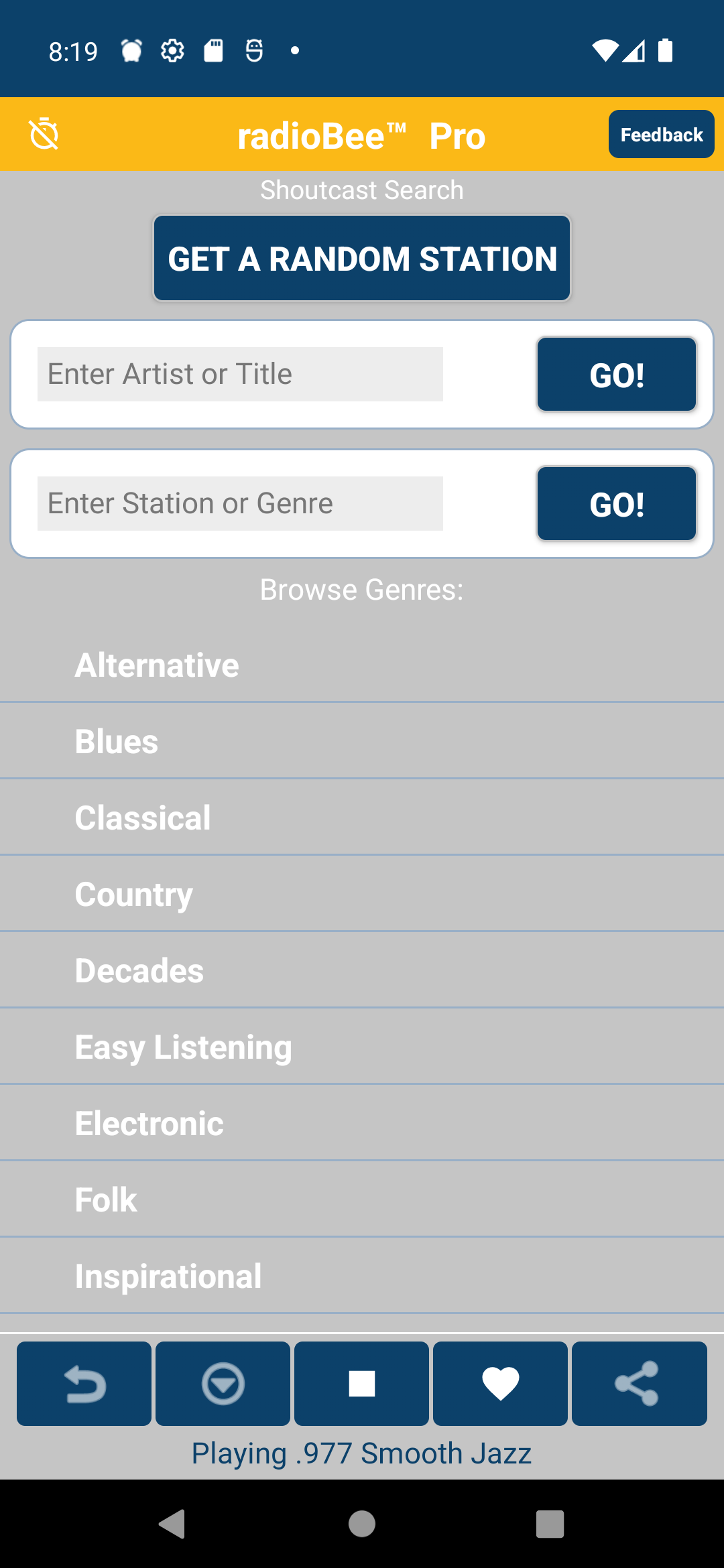 radioBee fast simple navigation